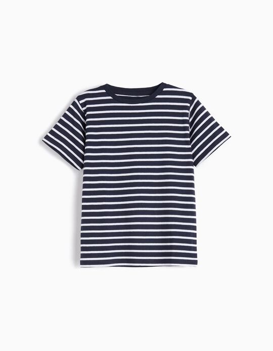 Comprar Online T-shirt Riscas, Menino, Azul Escuro