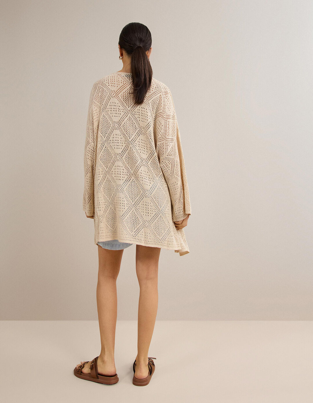 Casaco Kimono, Mulher, Bege Claro