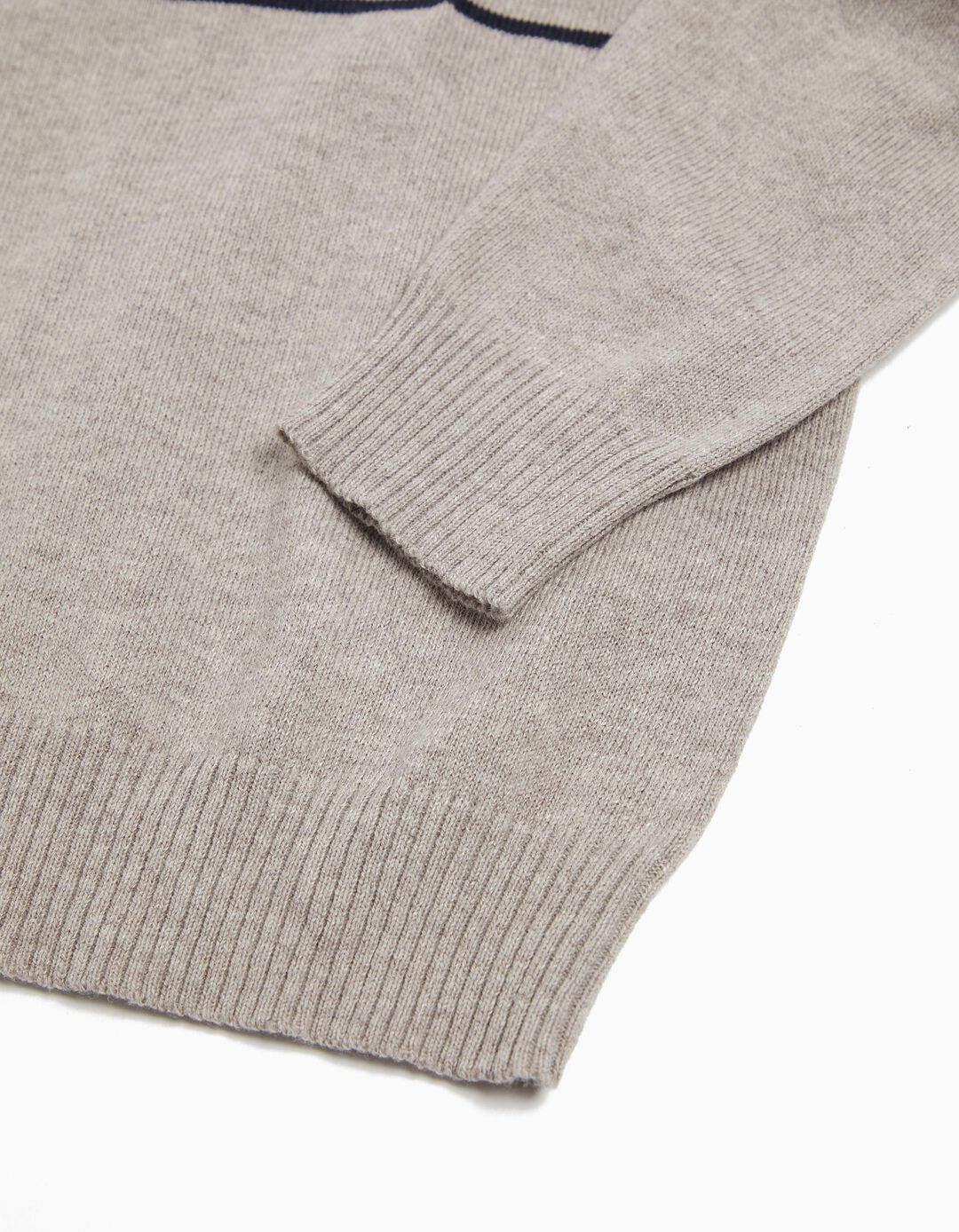 Camisola de Malha Riscas, Bebé Menino, Cinzento Claro