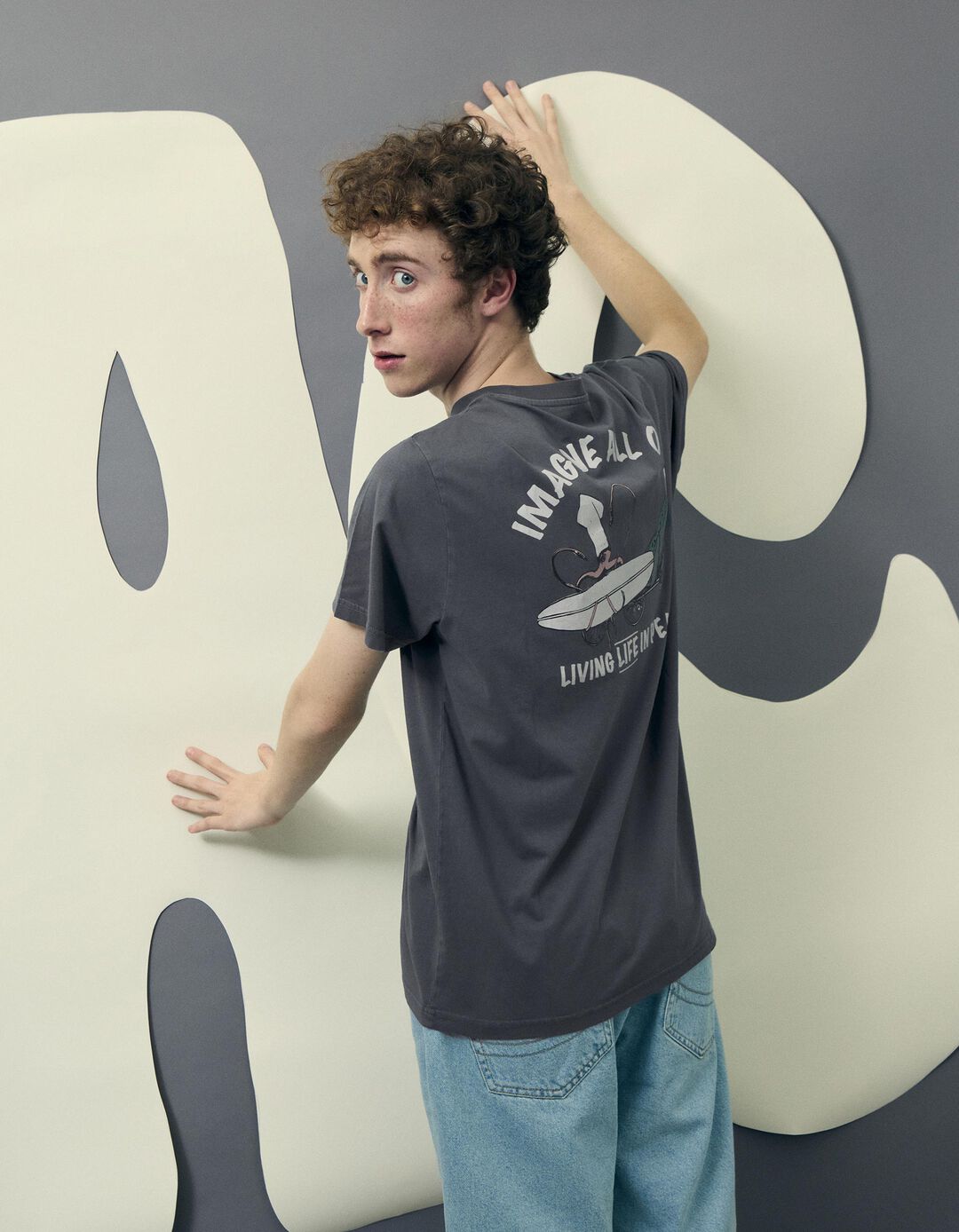 T-shirt 'Peace Language', Adulto, Cinzento Escuro
