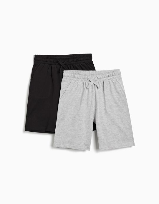 Comprar Online Pack 2 Calções Jersey, Menino, Cinzento Claro 