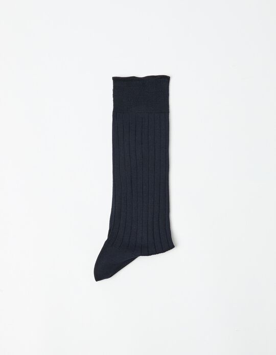 Comprar Online Meias Caneladas, Homem, Azul Escuro