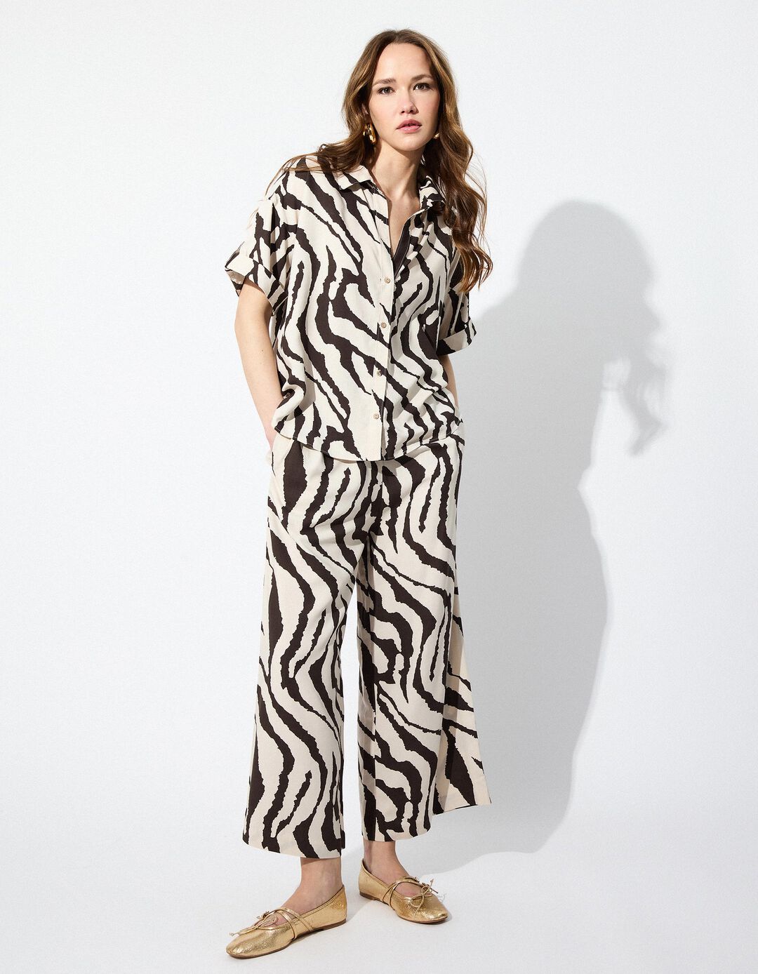 Camisa Zebra, Mulher, Cinzento Escuro 