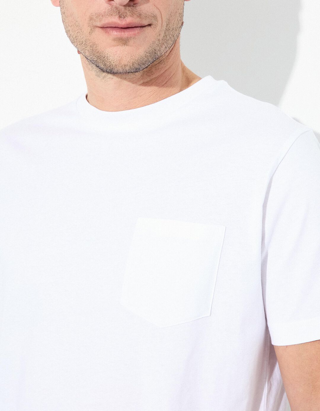 T-shirt Jersey com Bolso, Homem, Branco