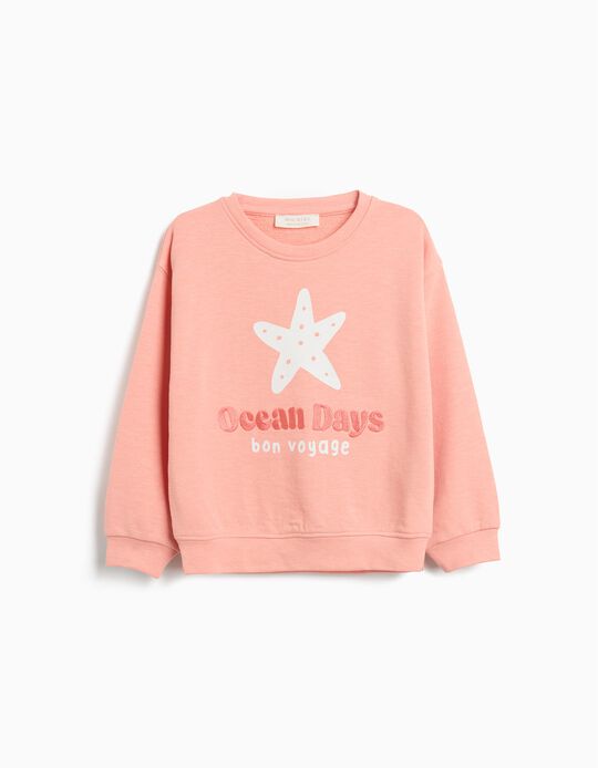 Comprar Online Sweatshirt de Felpa Estampado, Menina, Salmão