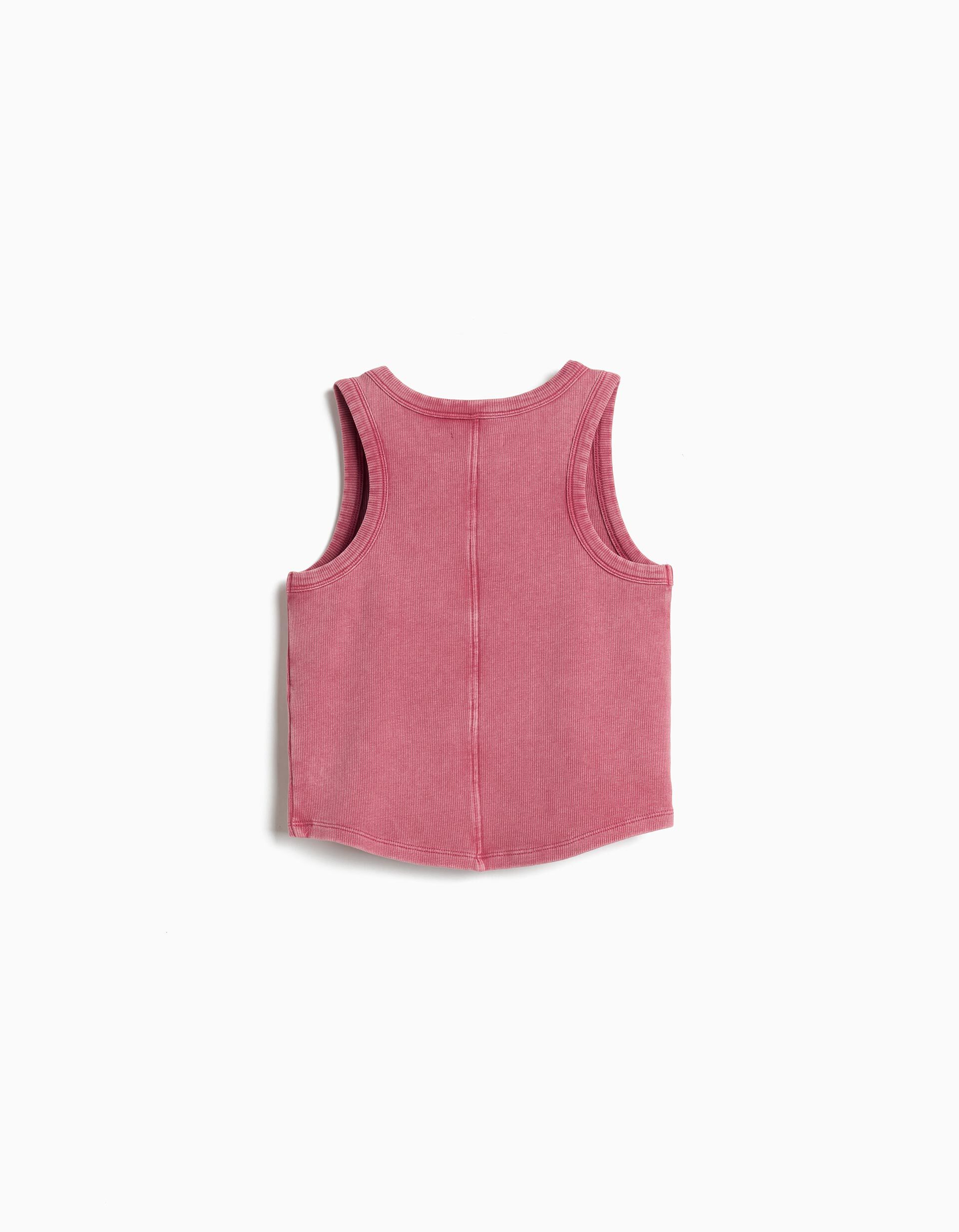 Comprar Online Top de Malha Canelada, Menina, Rosa Escuro