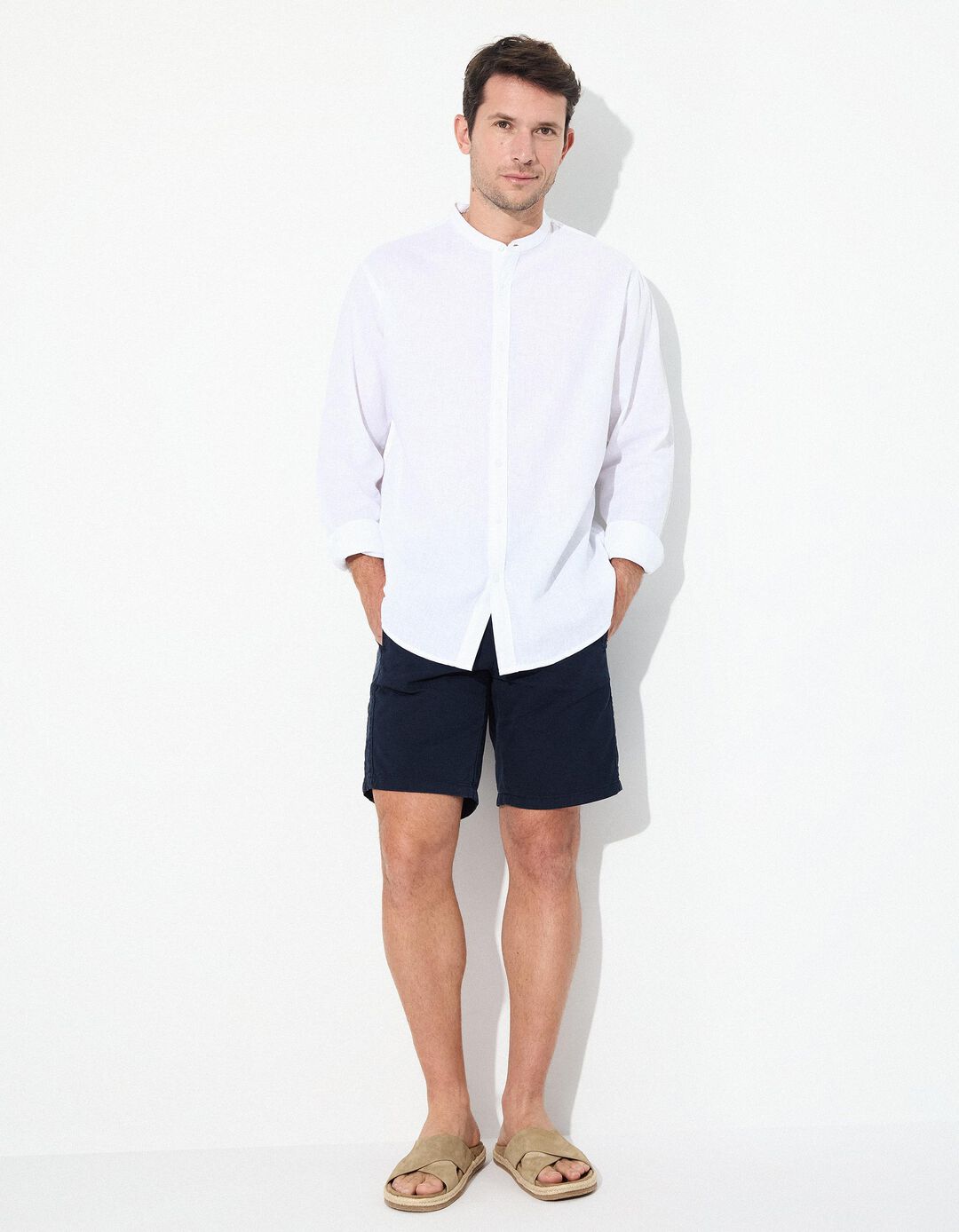 Camisa com Linho, Homem, Branco