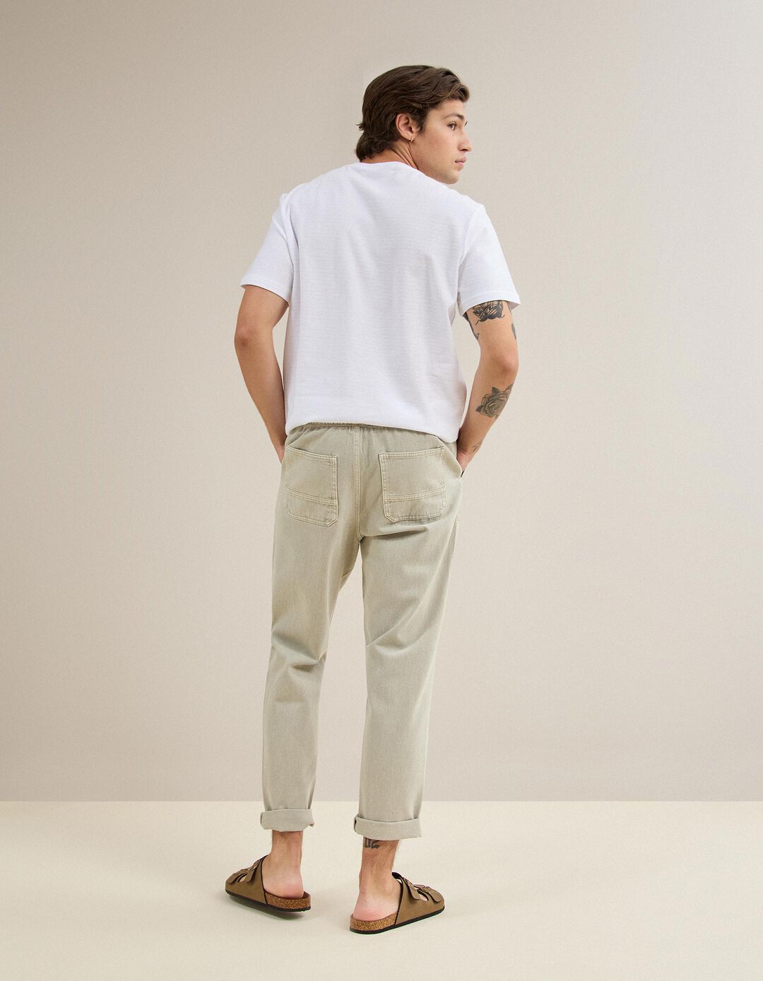 Cal&ccedil;as Joggers, Homem, Bege