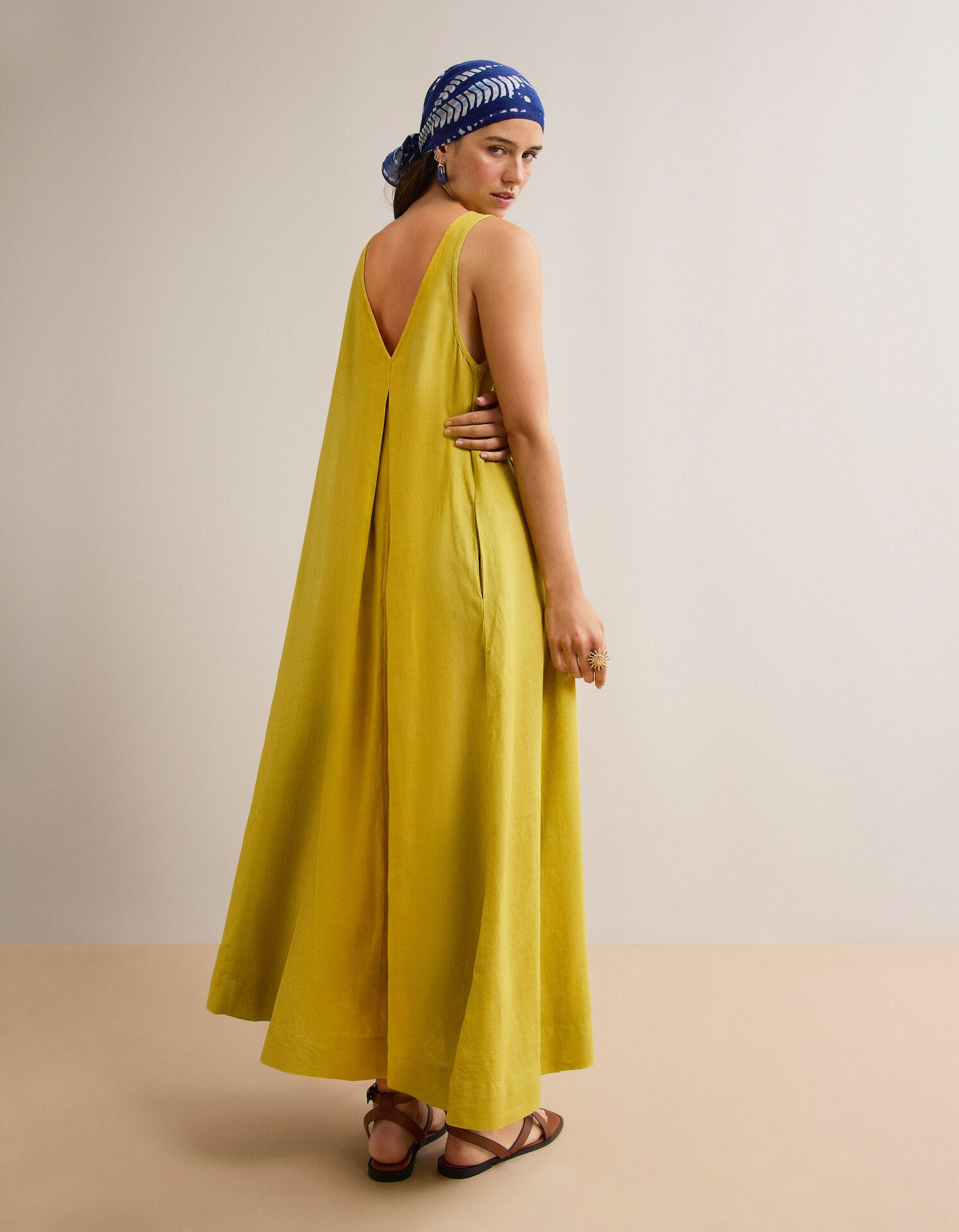 Comprar Online Vestido com Linho, Mulher, Amarelo