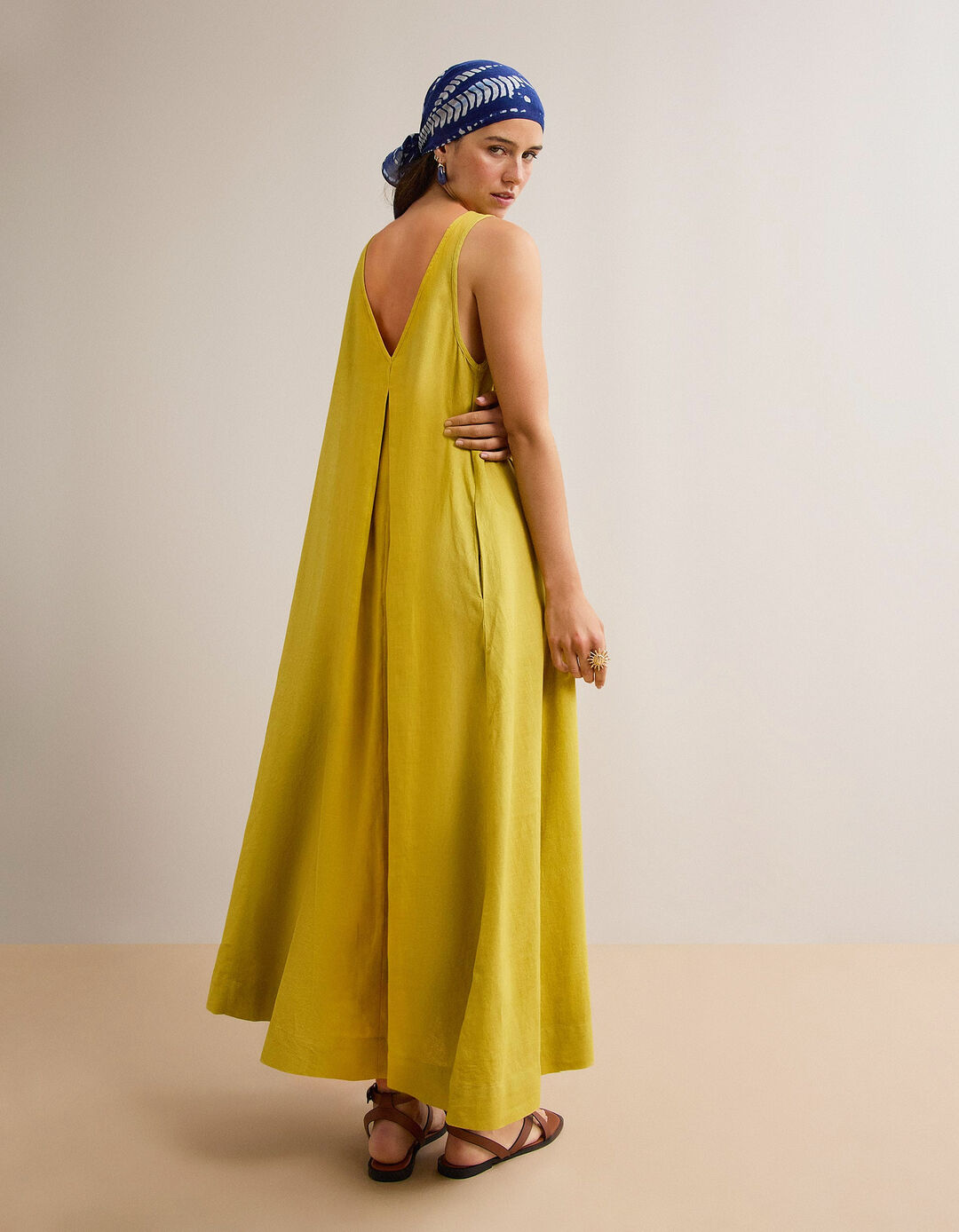 Vestido com Linho, Mulher, Amarelo