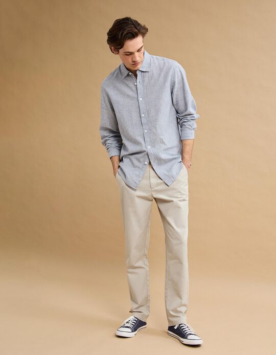 Comprar Online Cal&ccedil;as 'Tapered Fit', Homem, Bege Claro