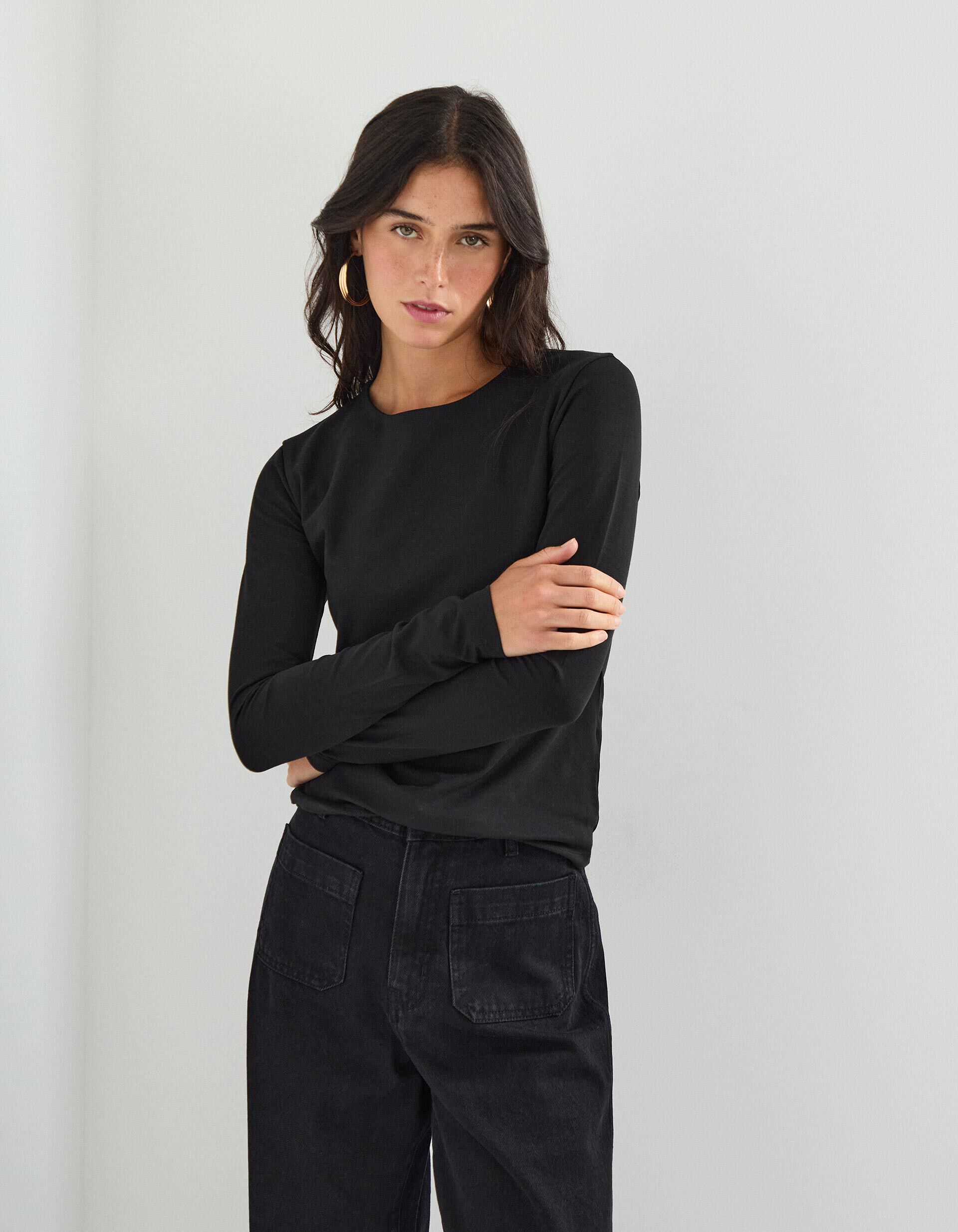 Comprar Online T-shirt Manga Comprida, Mulher, Preto