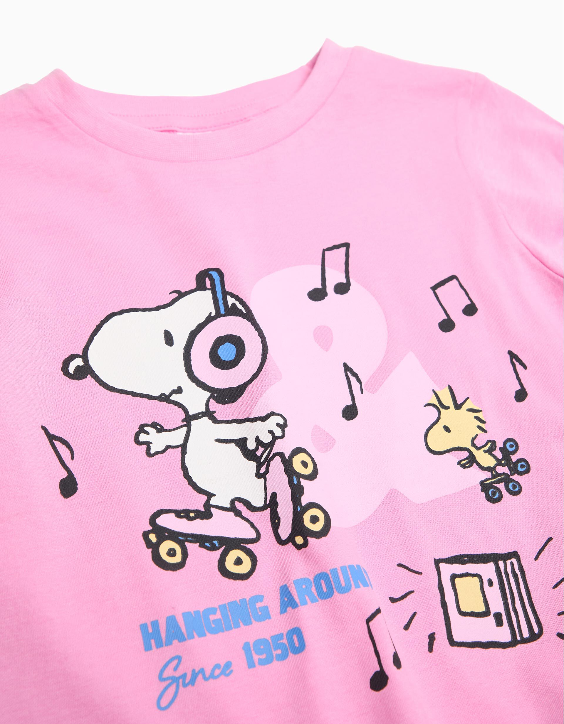 Comprar Online T-shirt de Manga Comprida 'Snoopy', Menina, Rosa