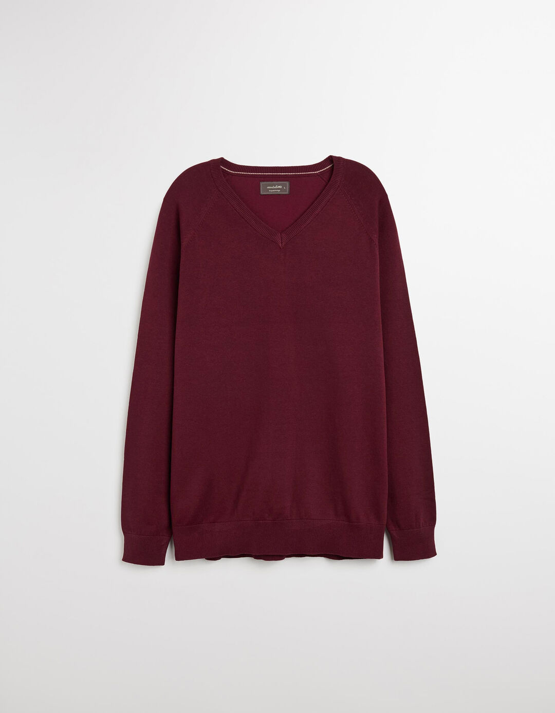 Camisola de Malha Decote em V, Homem, Vermelho Escuro