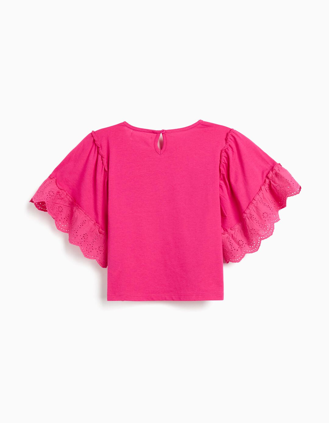 T-shirt Bordada, Menina, Rosa Escuro 