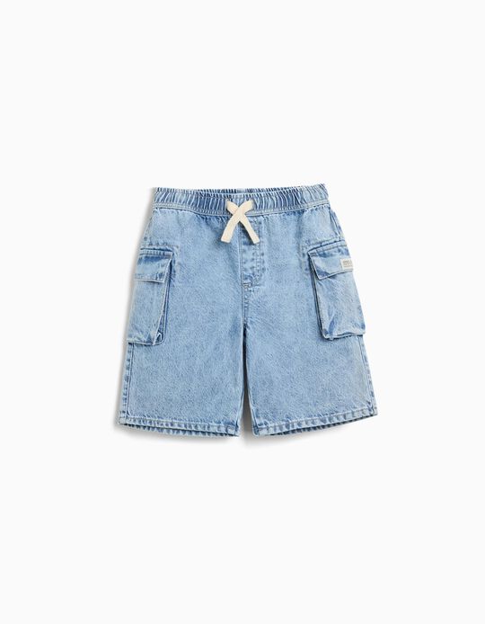 Comprar Online Calções de Ganga Cargo, Menino, Azul Claro 