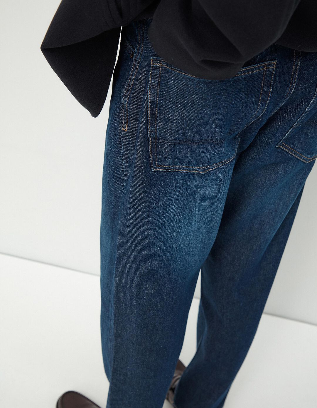 Calças de Ganga 'Relaxed Crop Fit', Homem, Azul Escuro