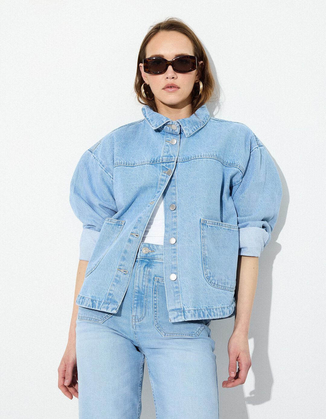 Camisa de Ganga, Mulher, Azul Claro 