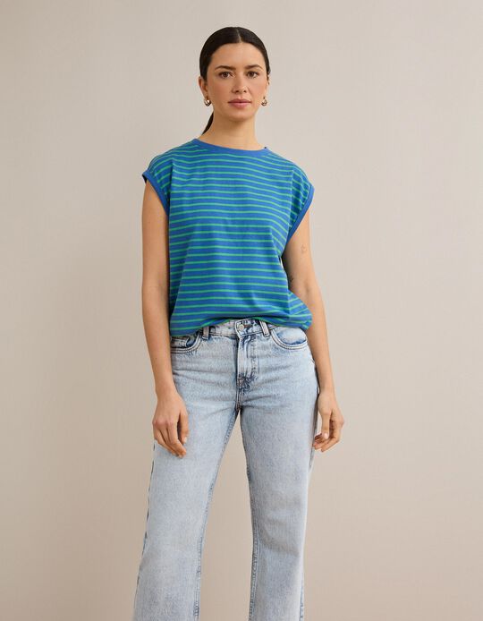 Comprar Online T-shirt &Agrave;s Riscas, Mulher, Azul