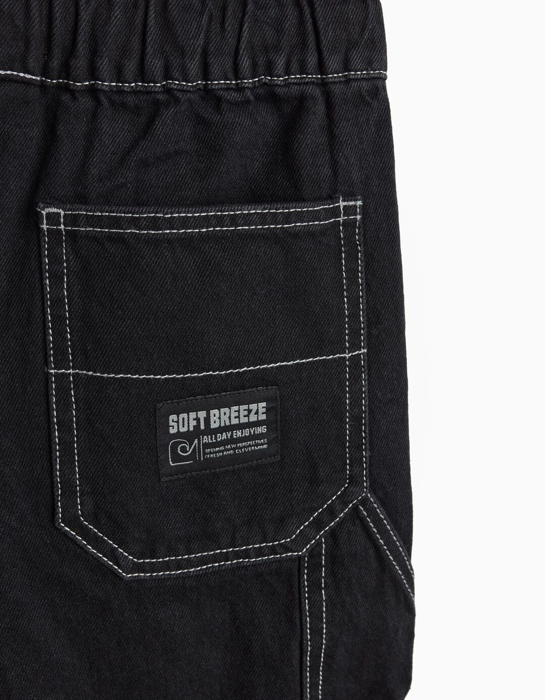 Cal&ccedil;&otilde;es de Ganga 'Loose Fit', Menino, Preto