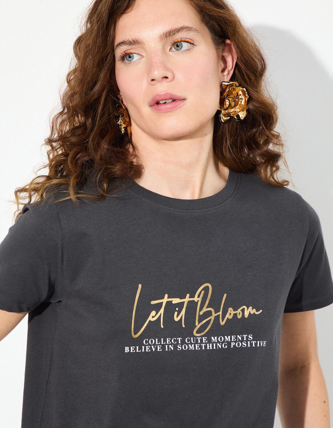 T-shirt, Mulher, Cinzento Escuro 