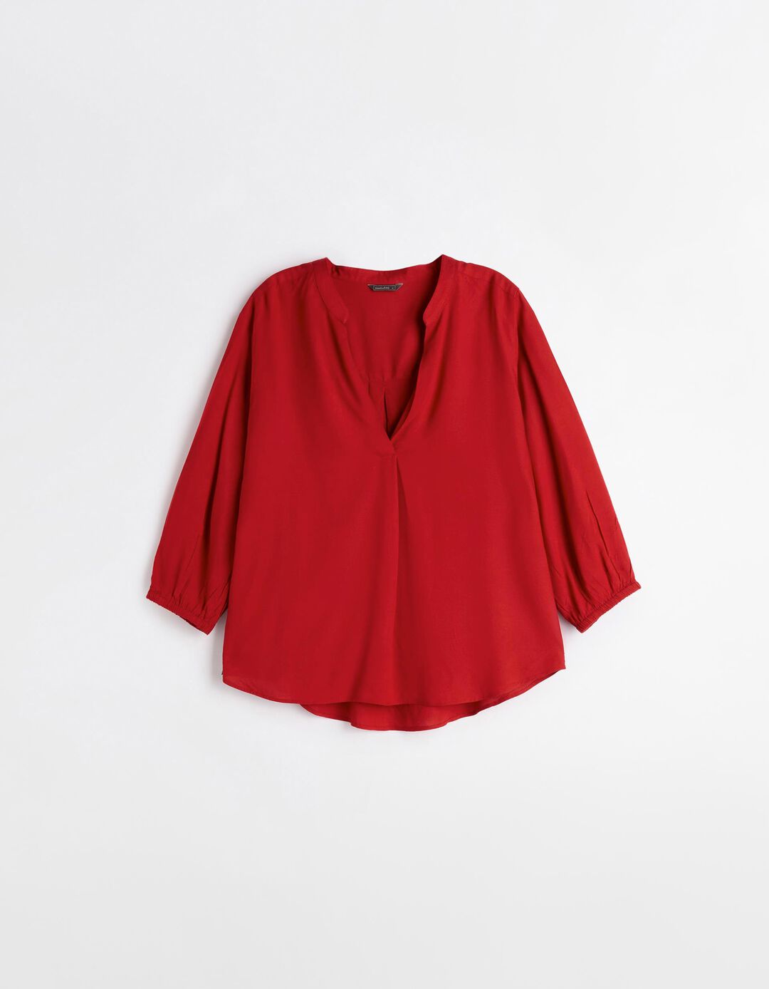 Blusa Decote em V, Mulher, Vermelho Escuro