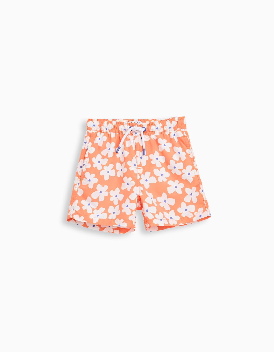 Calções de Banho com Flores, Menino, Laranja