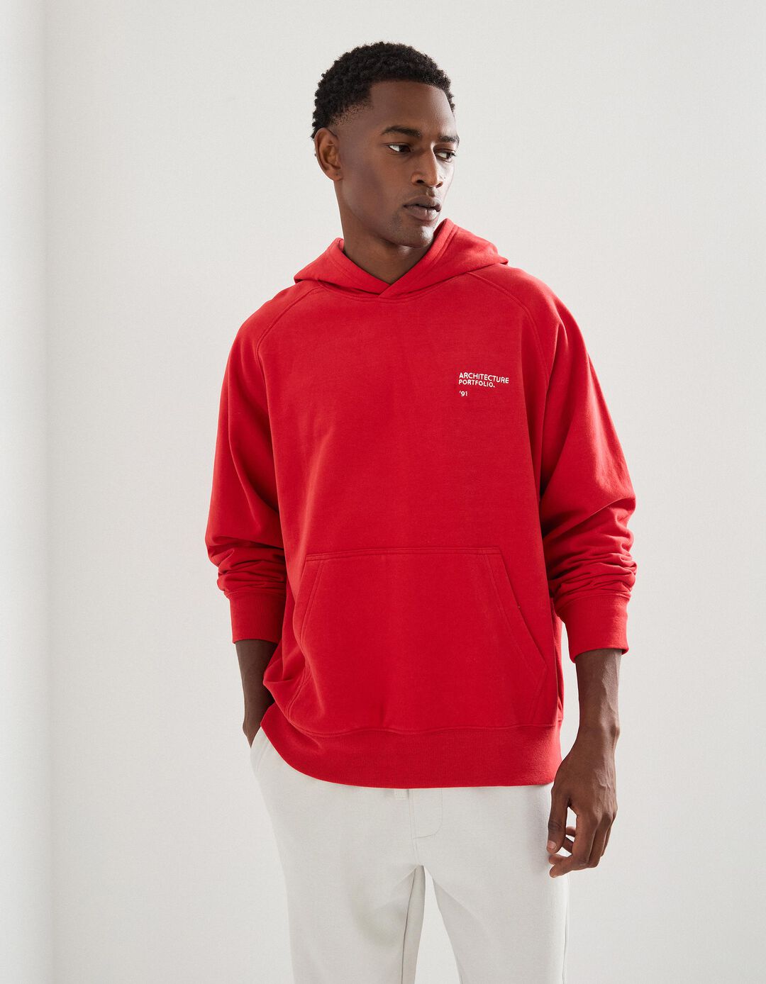 Sweatshirt com Capuz, Homem, Vermelho