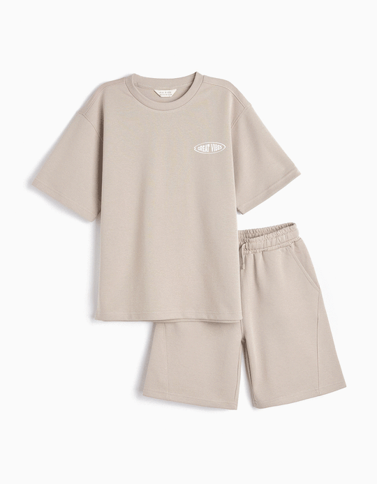 Comprar Online Conjunto T-Shirt e Calções, Menino, Cinzento
