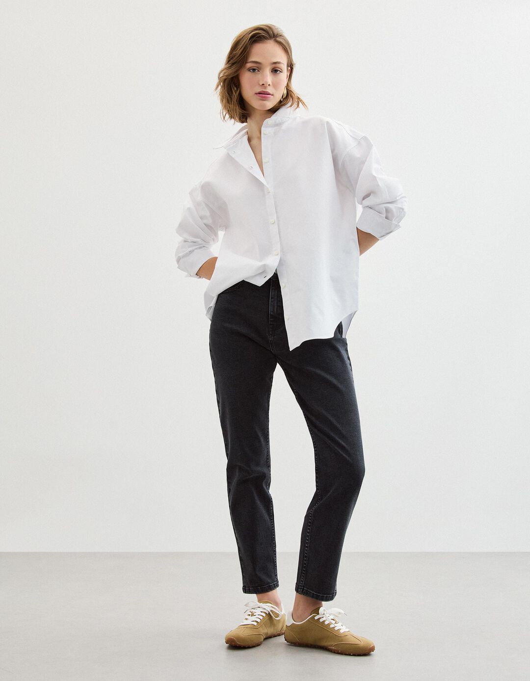 Cal&ccedil;as de Ganga 'Tapered Mom Fit', Mulher, Preto