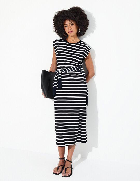 Comprar Online Vestido Comprido Riscas, Mulher, Preto