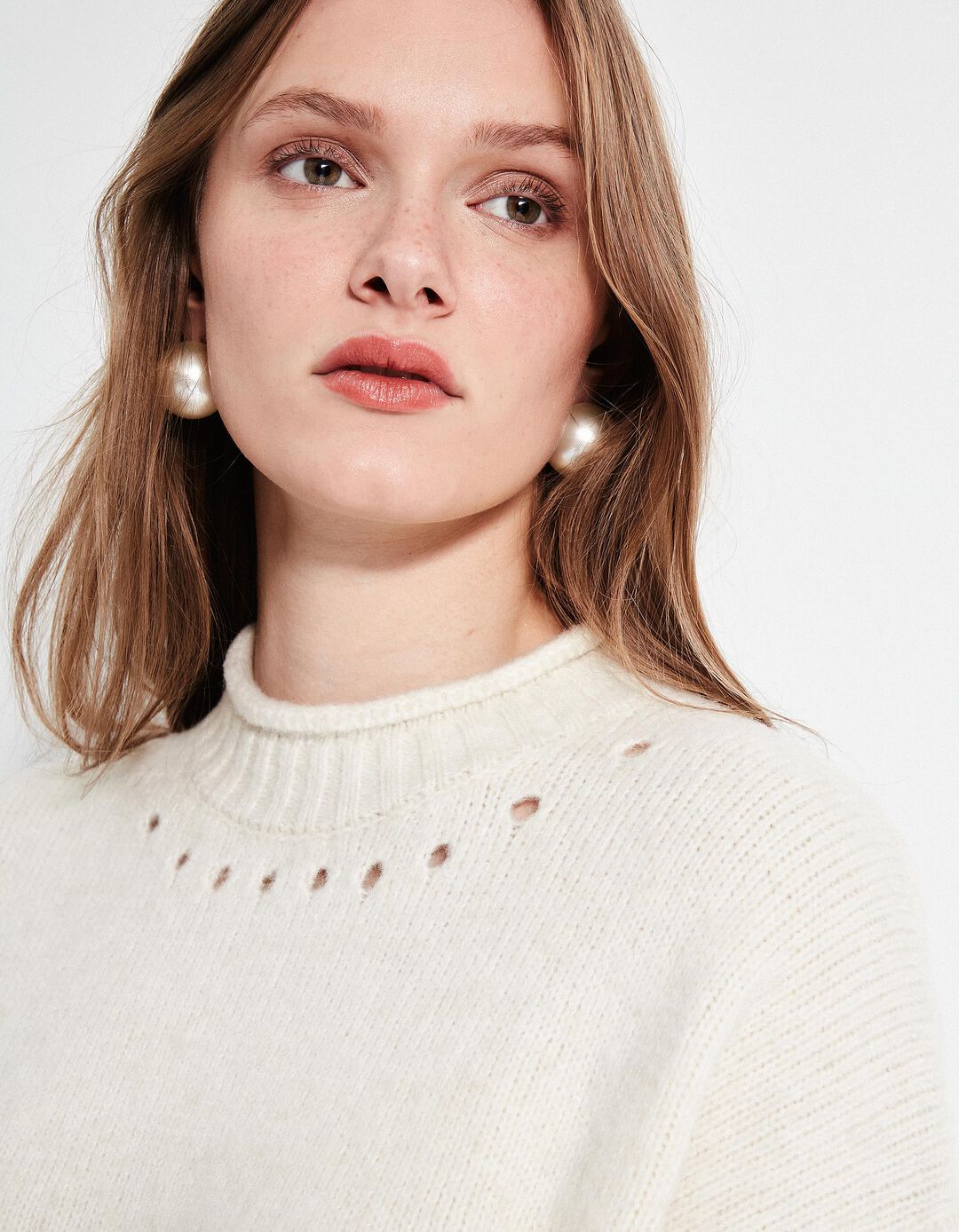 Camisola de Malha, Mulher, Bege Claro
