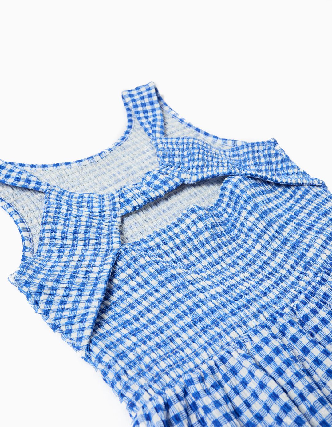 Vestido com Padrão Vichy, Menina, Azul 