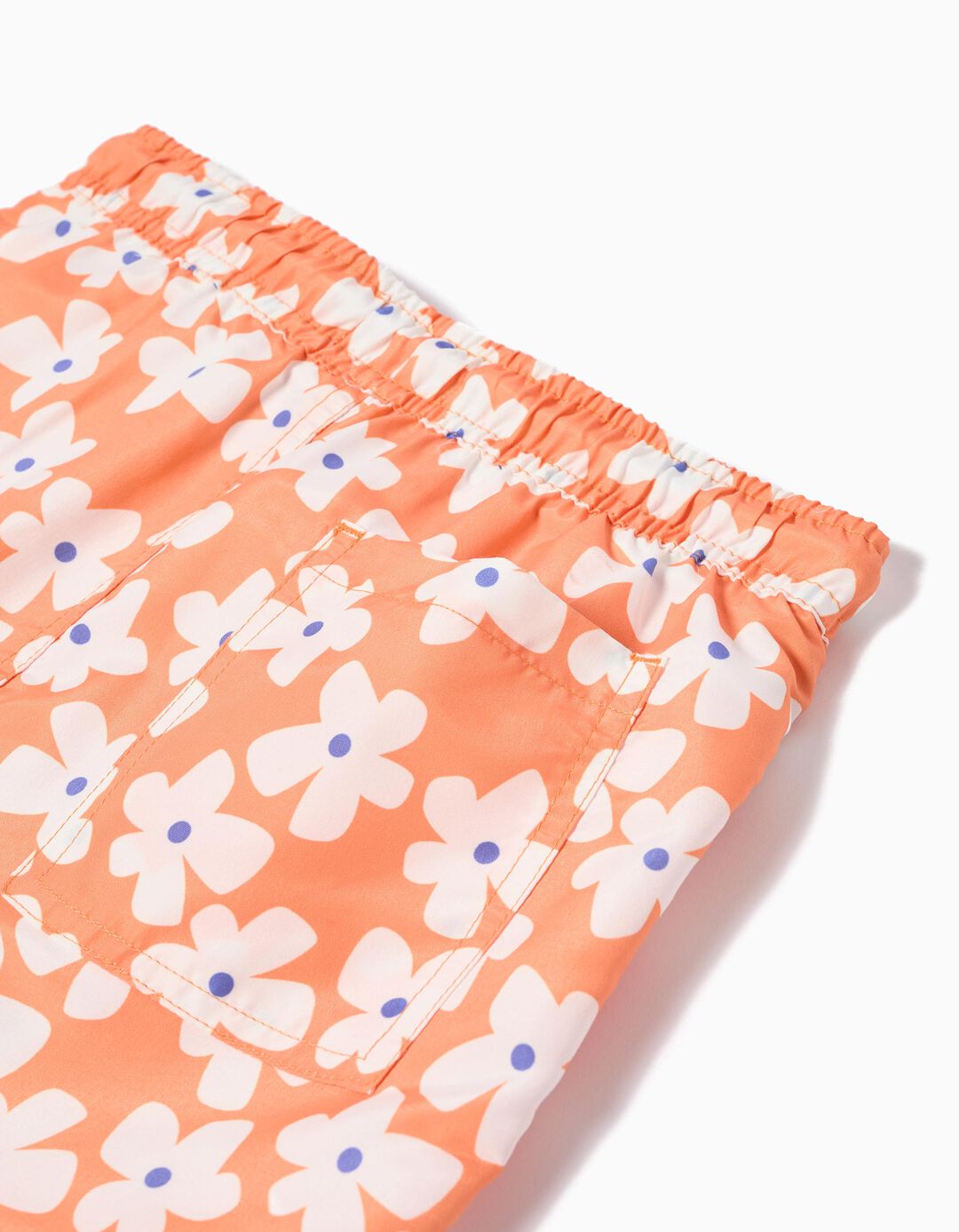 Calções de Banho com Flores, Menino, Laranja