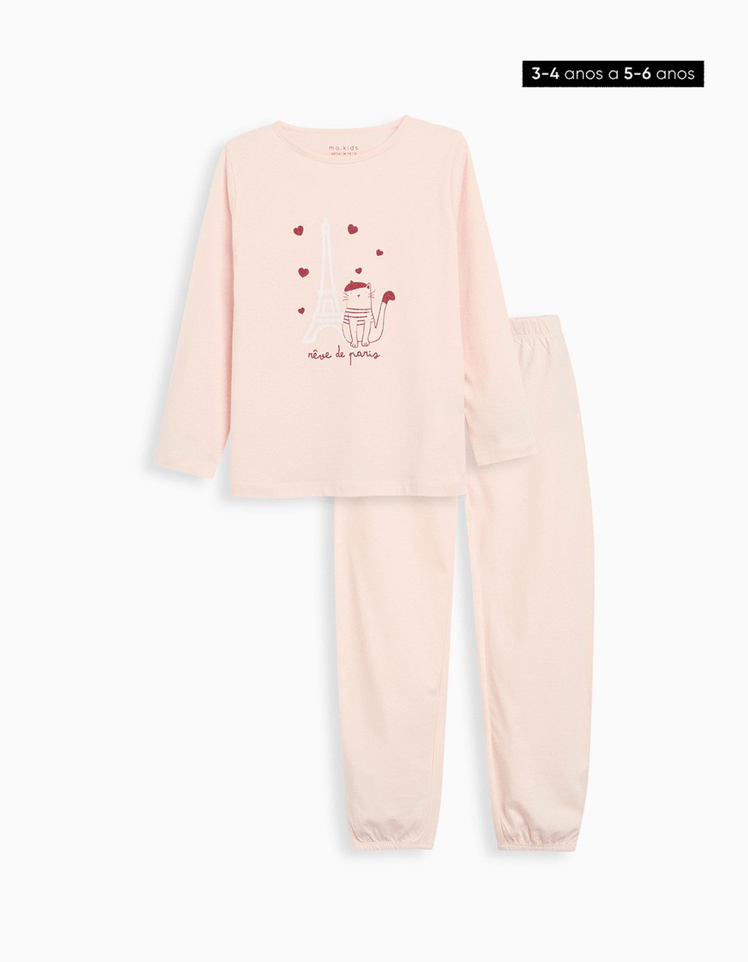 Pijama Jersey, Menina, Rosa Claro 