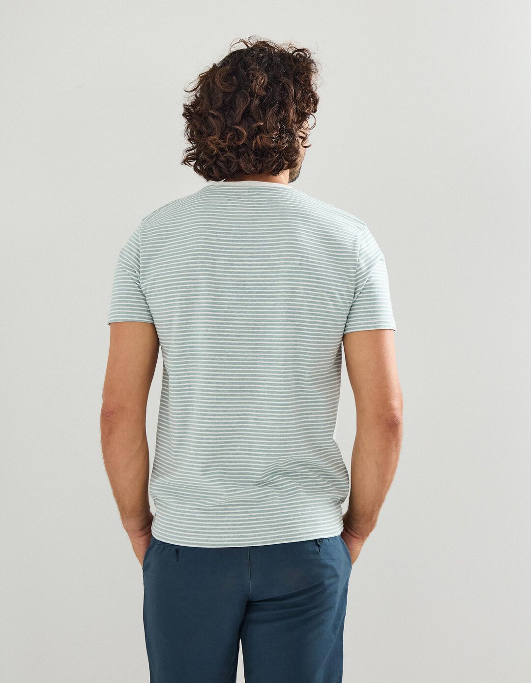T-shirt Riscas, Homem, Verde Escuro