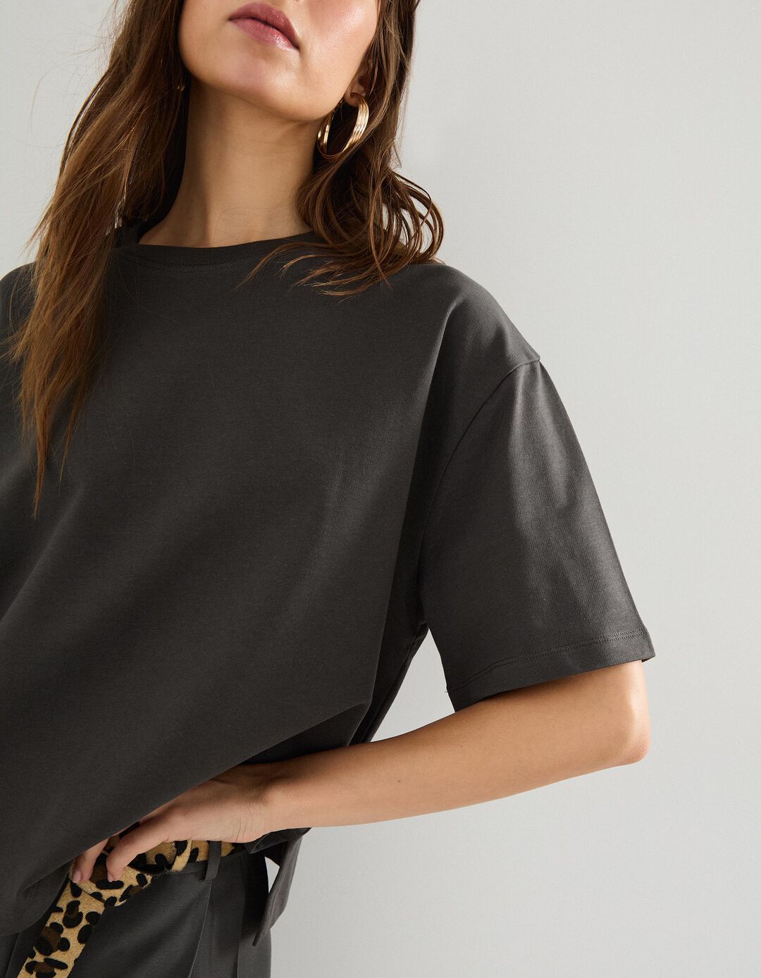 T-shirt, Mulher, Cinzento Escuro 