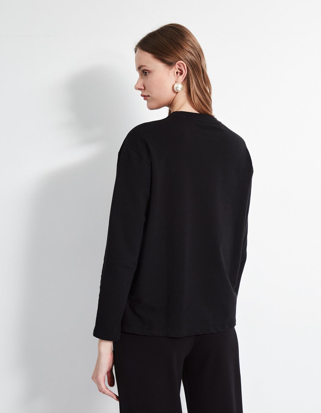 Camisola com Botões, Mulher, Preto