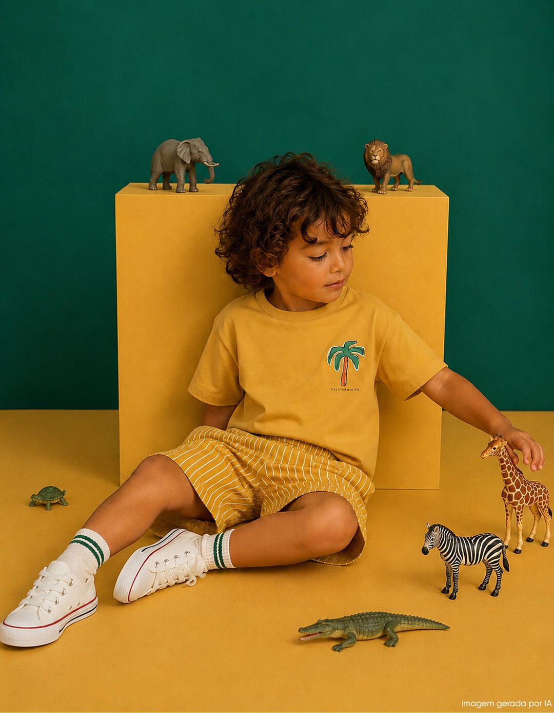 Conjunto T-shirt e Cal&ccedil;&otilde;es, Menino, Amarelo