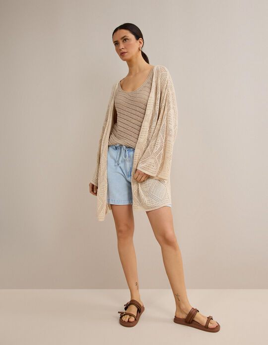 Comprar Online Casaco Kimono, Mulher, Bege Claro