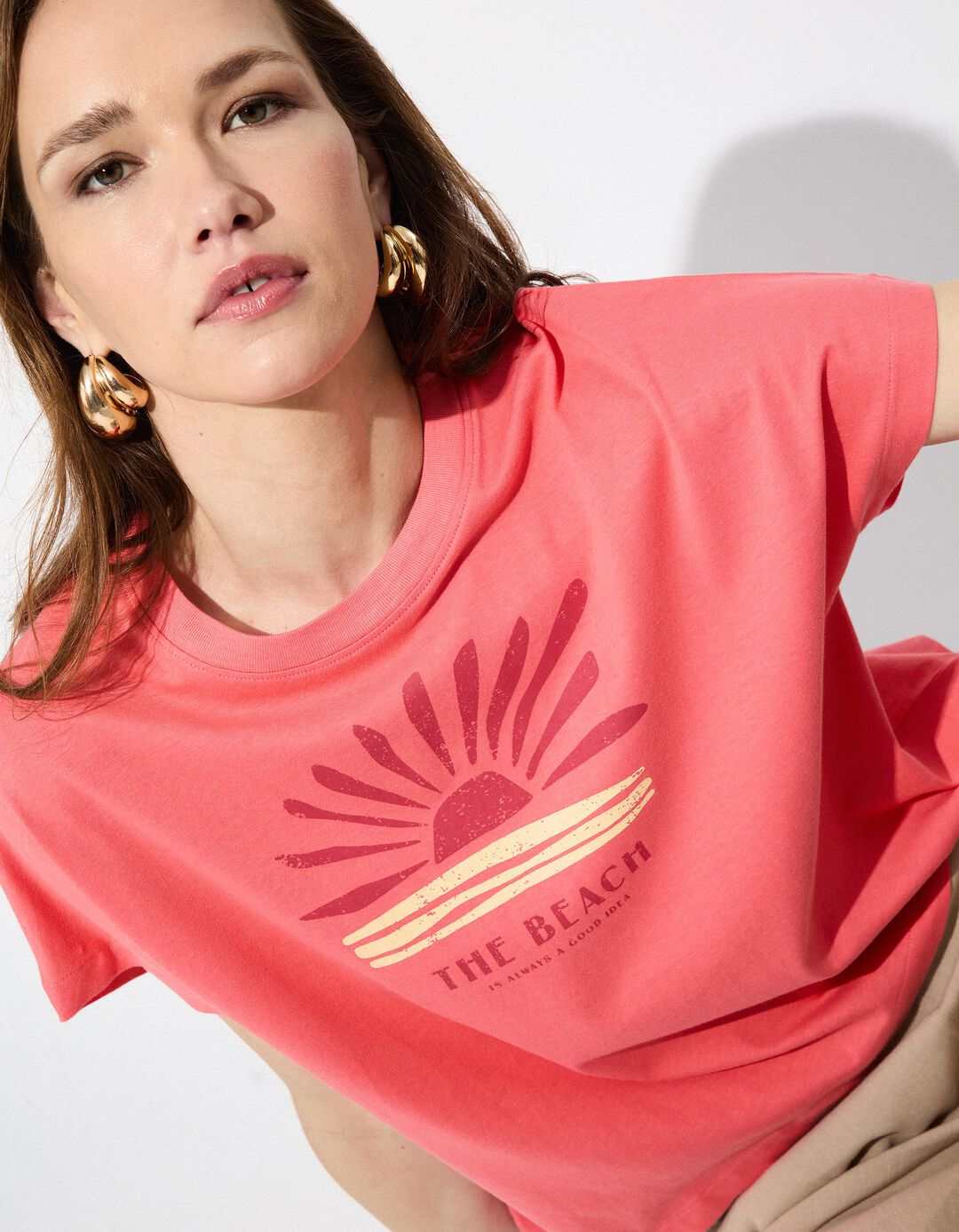 T-shirt Print, Mulher, Rosa 