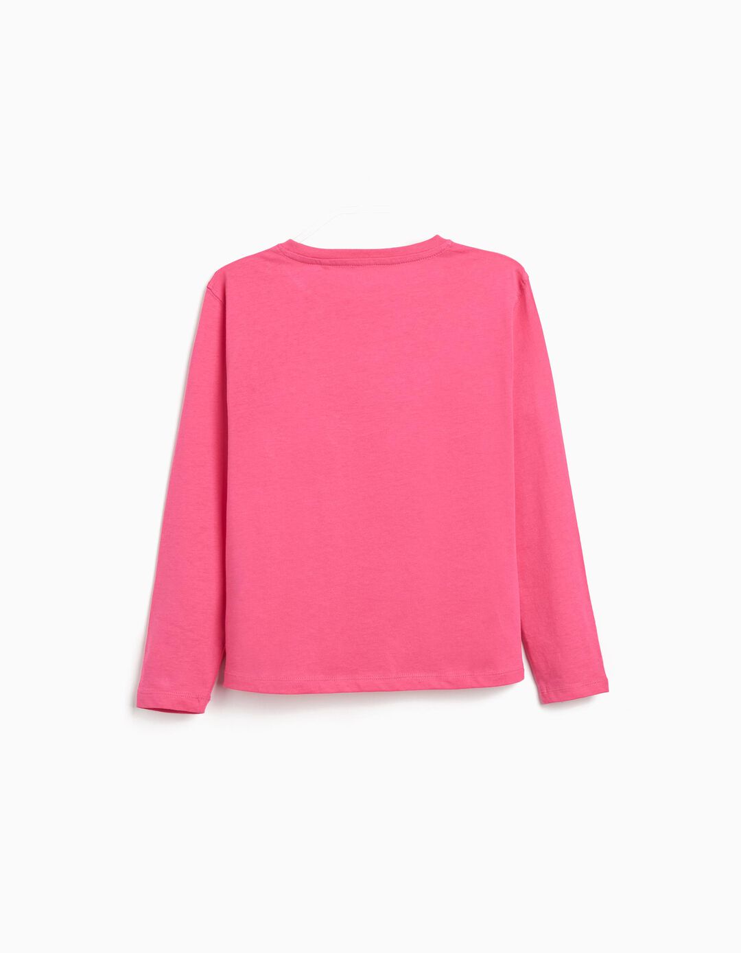 T-shirt de Manga Comprida Estampado, Menina, Rosa Escuro