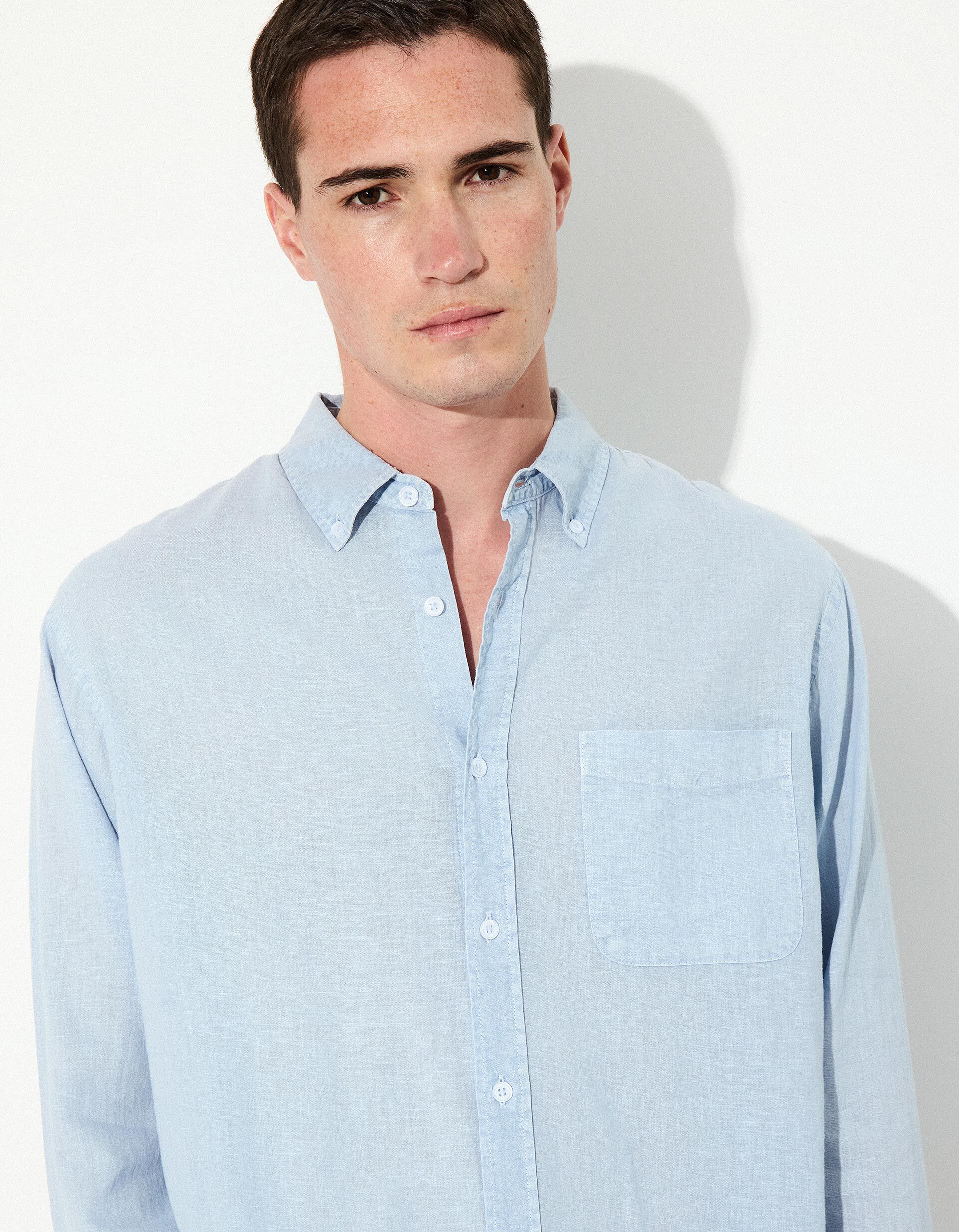 Comprar Online Camisa com Linho, Homem, Azul Claro 