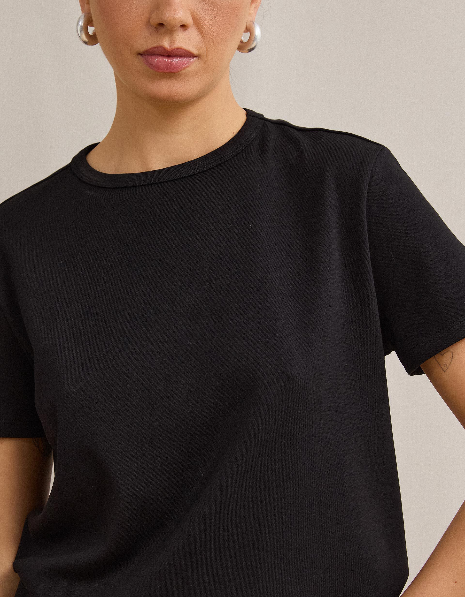 Comprar Online T-shirt Interlock Manga Curta, Mulher, Preto