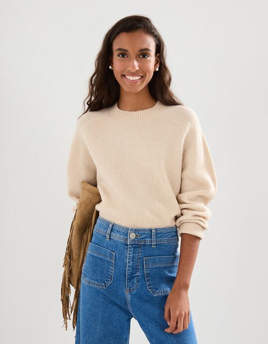 Comprar Online Camisola de Malha, Mulher, Bege Claro