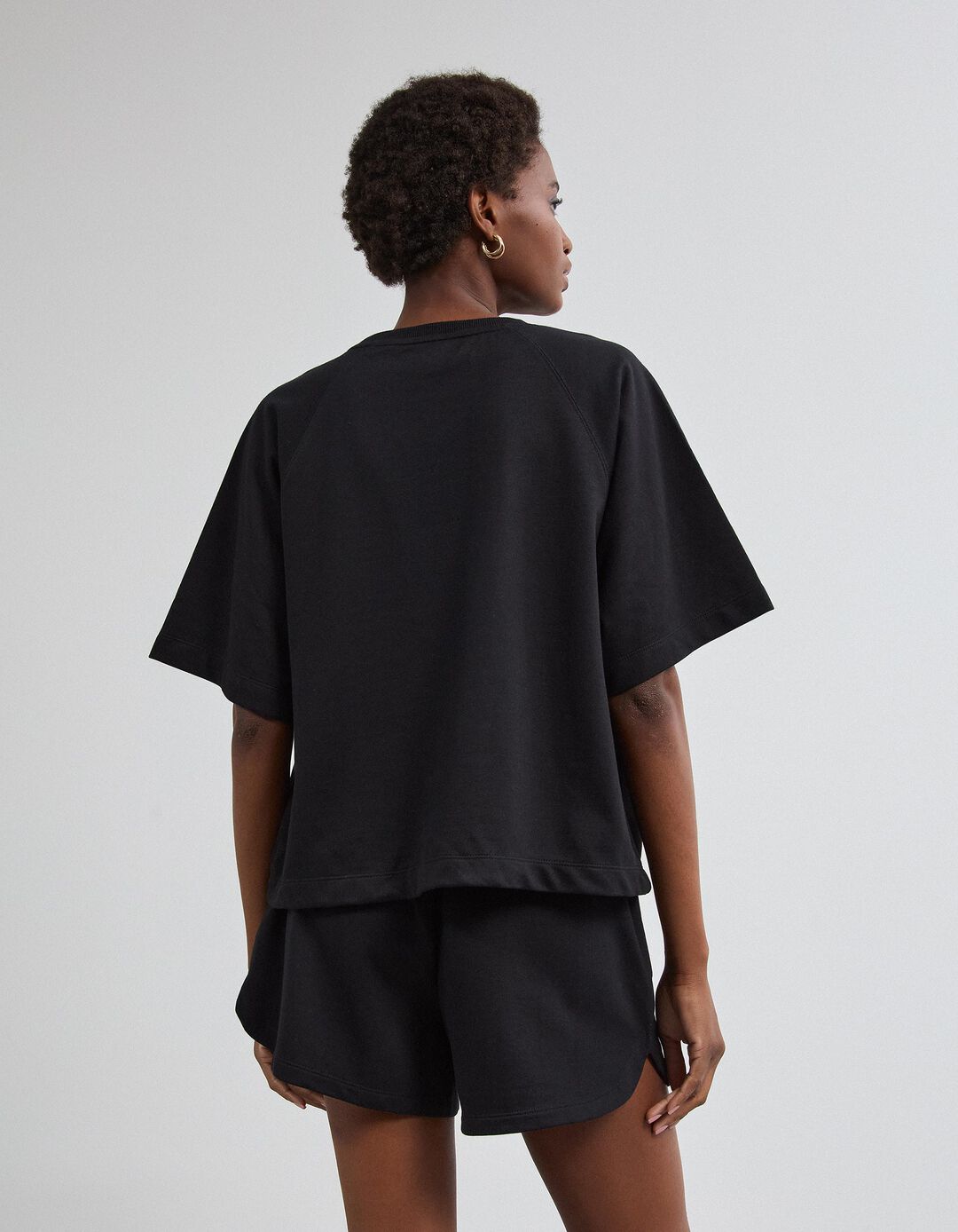 T-shirt De Manga Curta, Mulher, Preto 
