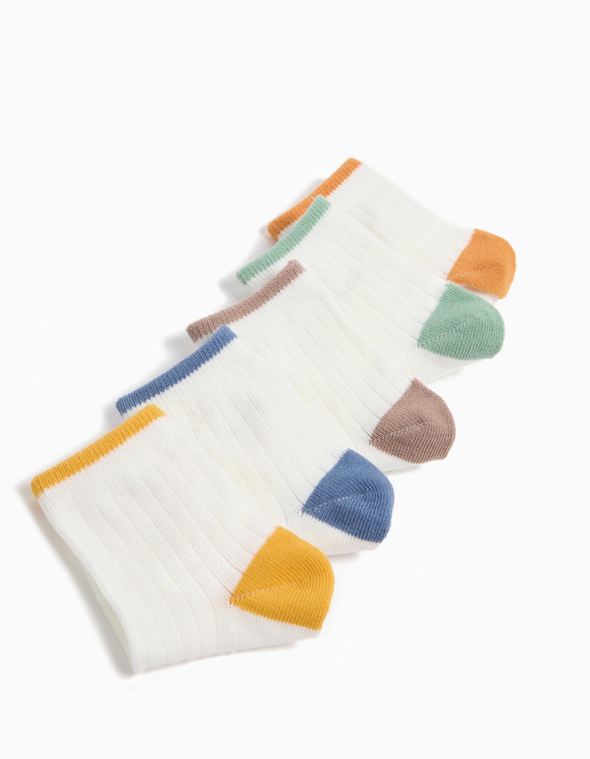 Comprar Online Pack 5 Pares de Meias Caneladas, Beb&eacute;, Multicor