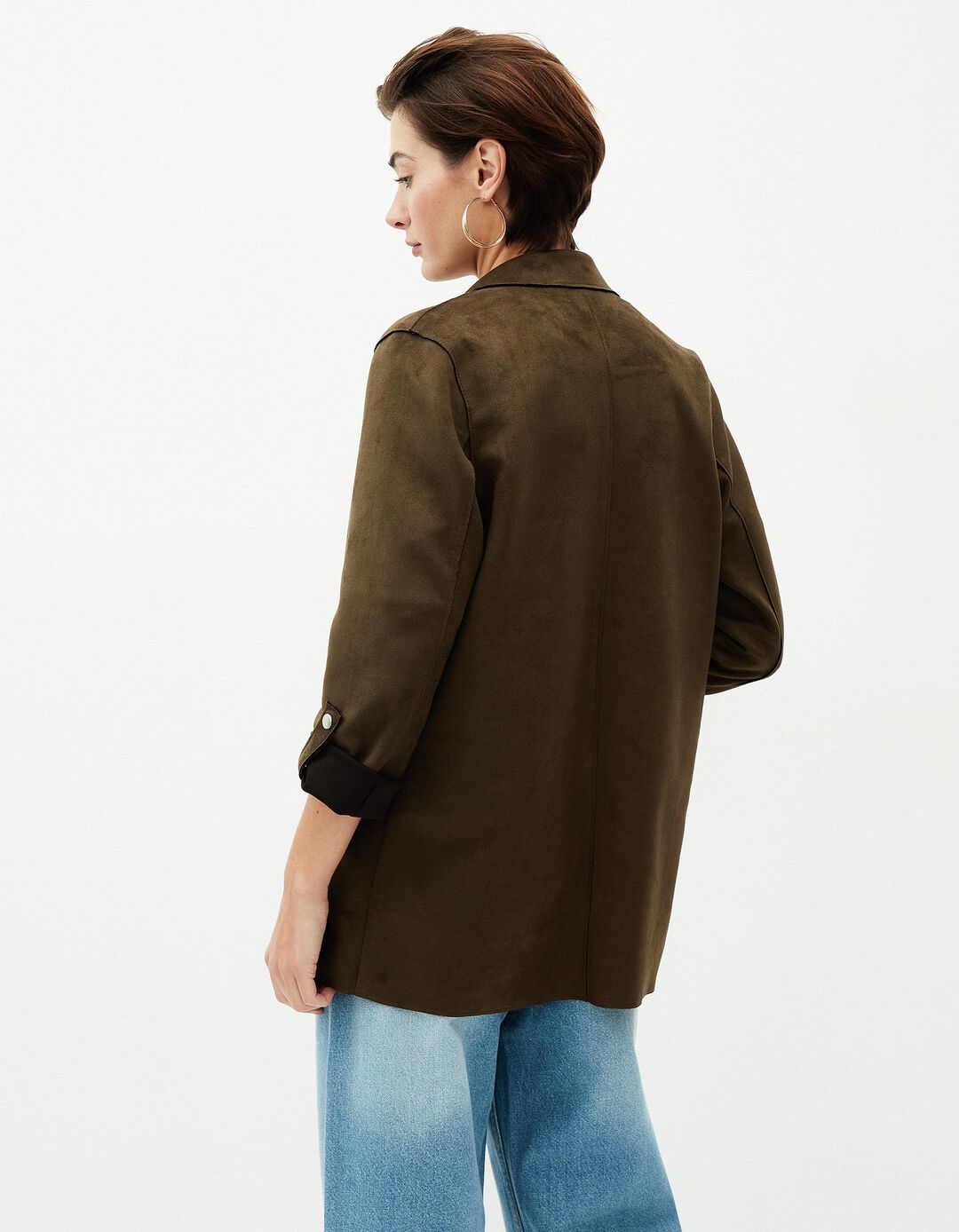 Blazer Efeito Camurça, Mulher, Verde
