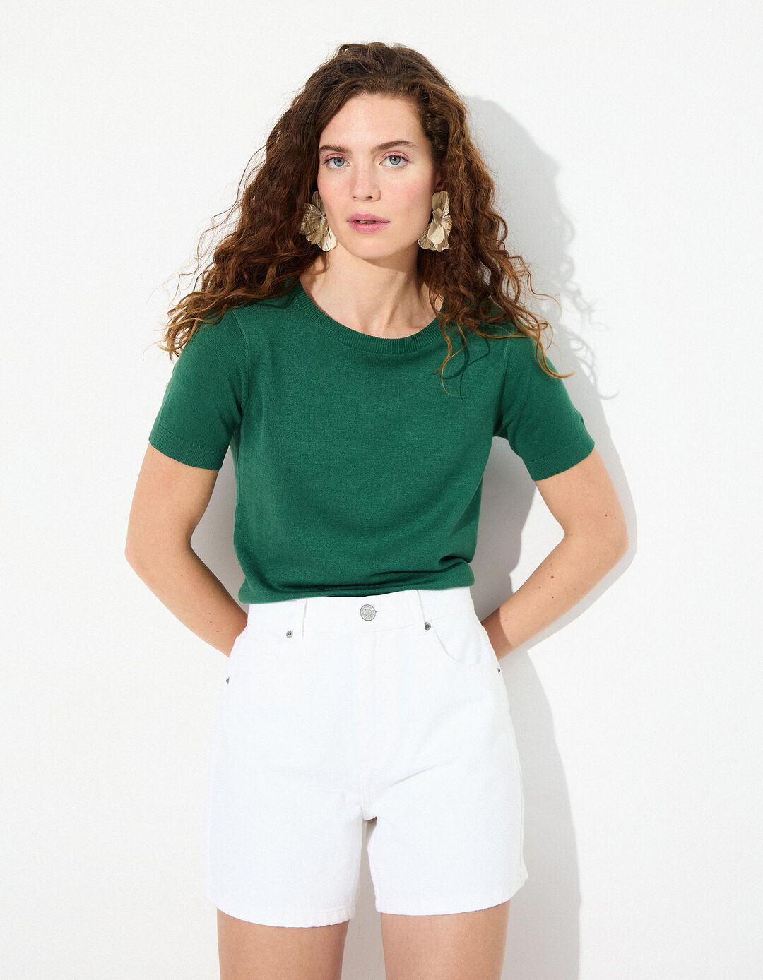 T-shirt de Malha, Mulher, Verde