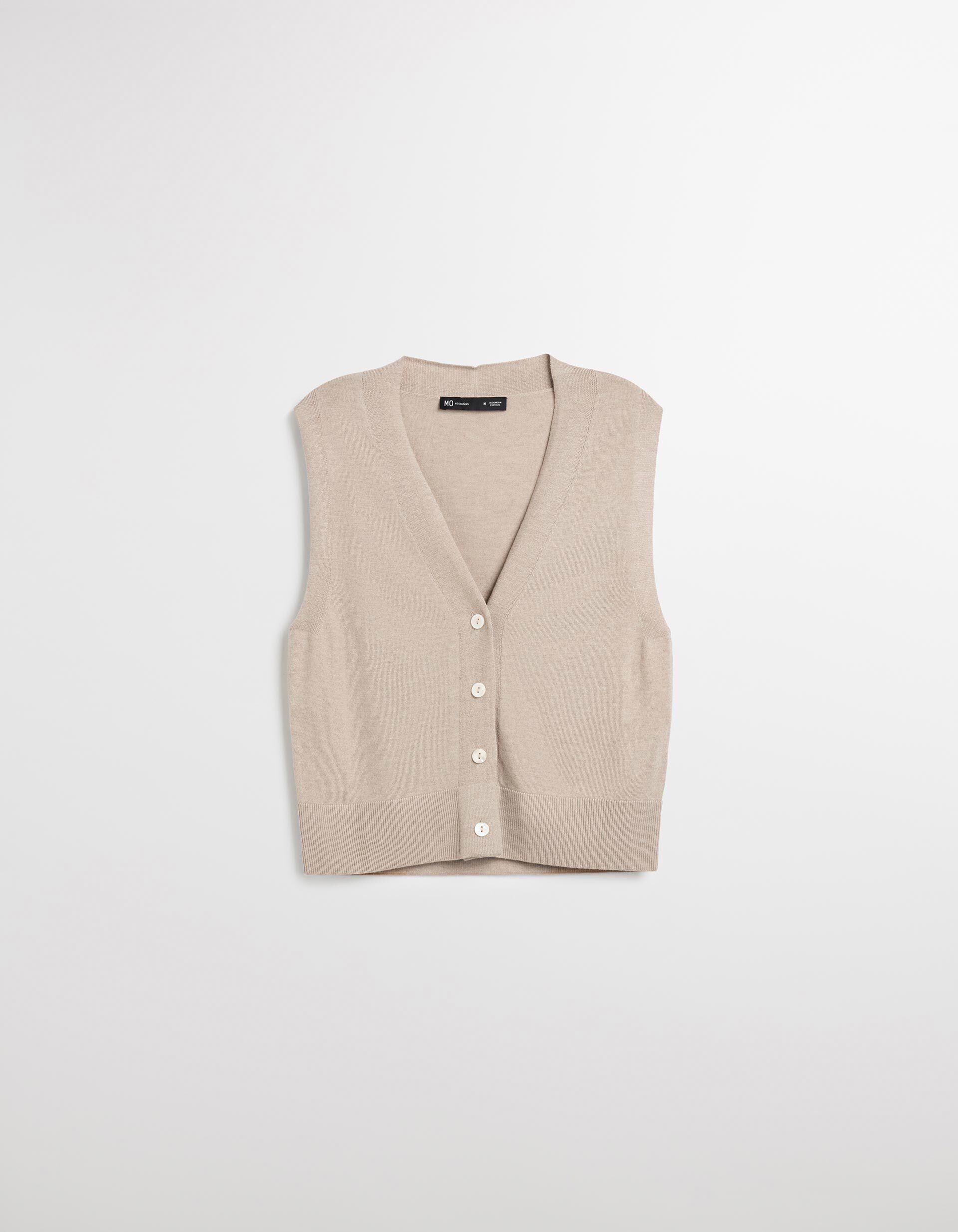 Comprar Online Colete com Caxemira, Mulher, Bege Claro